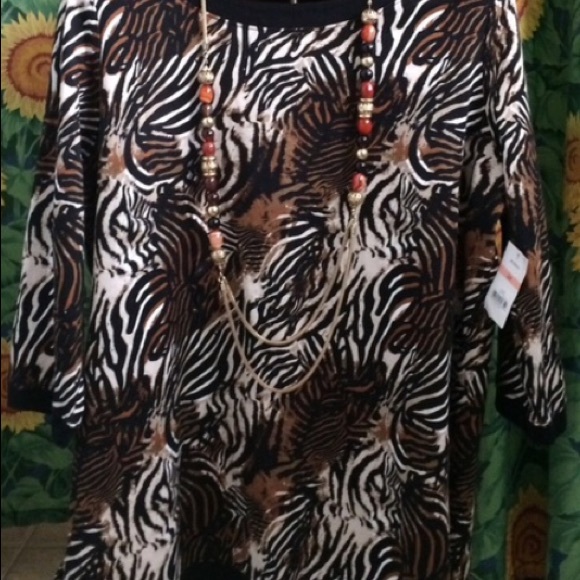 Kim Rogers Tops - TIGER PRINT ANIMAL PRINT TOP-KIM RODGERS-SZ-2X🐆🐅